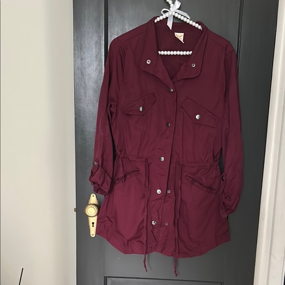 Faded Glory Red Utility Jacket Lightweight Design - Picture 1 of 3